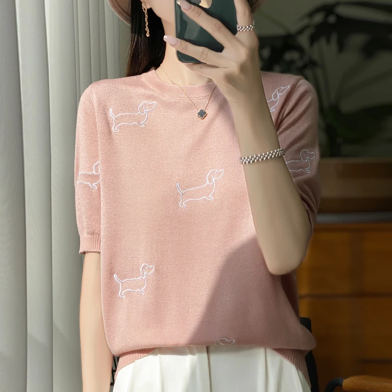 2024 women's short sleeved cashmere short sleeved sweater, short sleeved vest, women's pullover jacket, half sleeved women