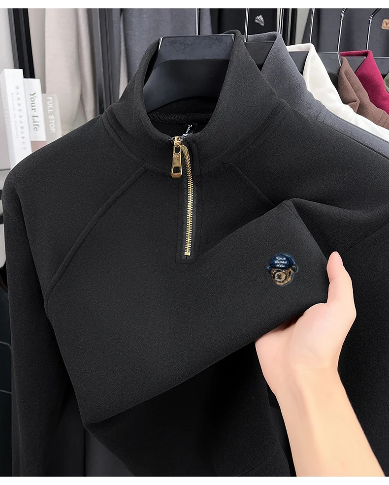 

Осень-зима, Лидер продаж, мужские толстовки на молнии с вышивкой медведя, роскошный брендовый пуловер, модная простая универсальная трендовая мужская одежда