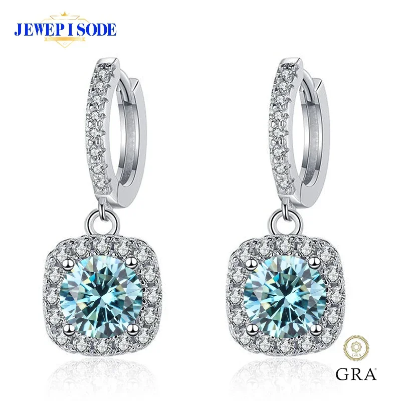 

JEWEPISODE Luxury 925 Sterling Sliver 6.5MM 1CT D Color Moissanite Earrings Wedding Engagement Fine Jewelry for Women Wholesale