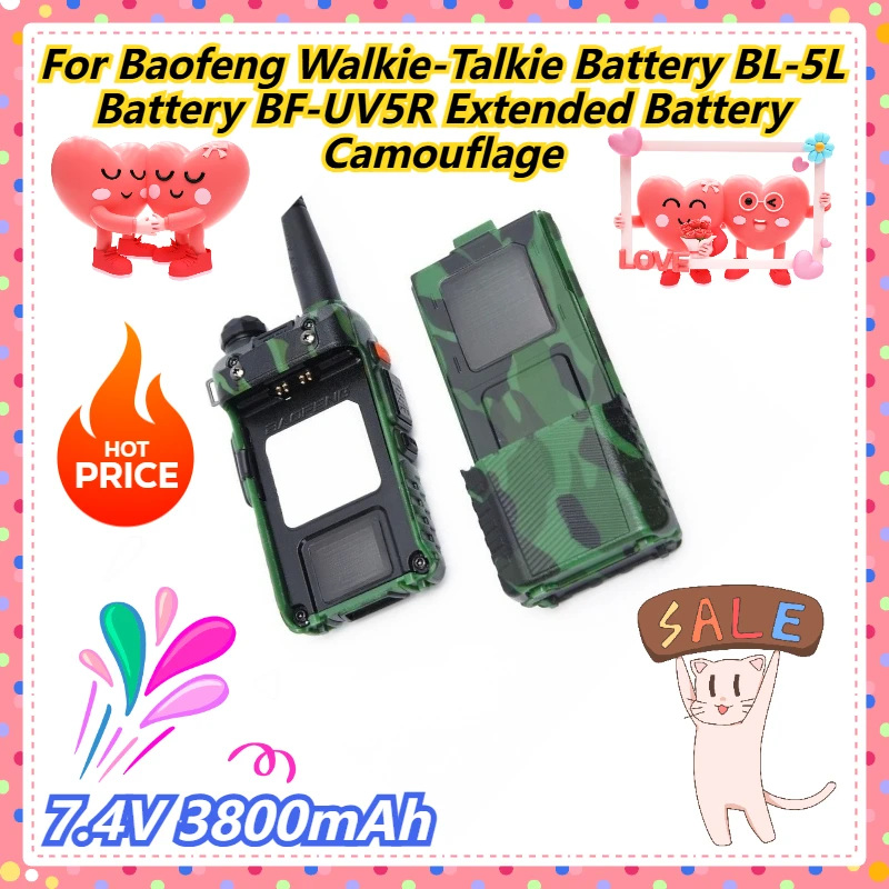 

7.4V 3800mAh For Baofeng Walkie-Talkie Battery BL-5L Battery BF-UV5R Extended Battery Camouflage