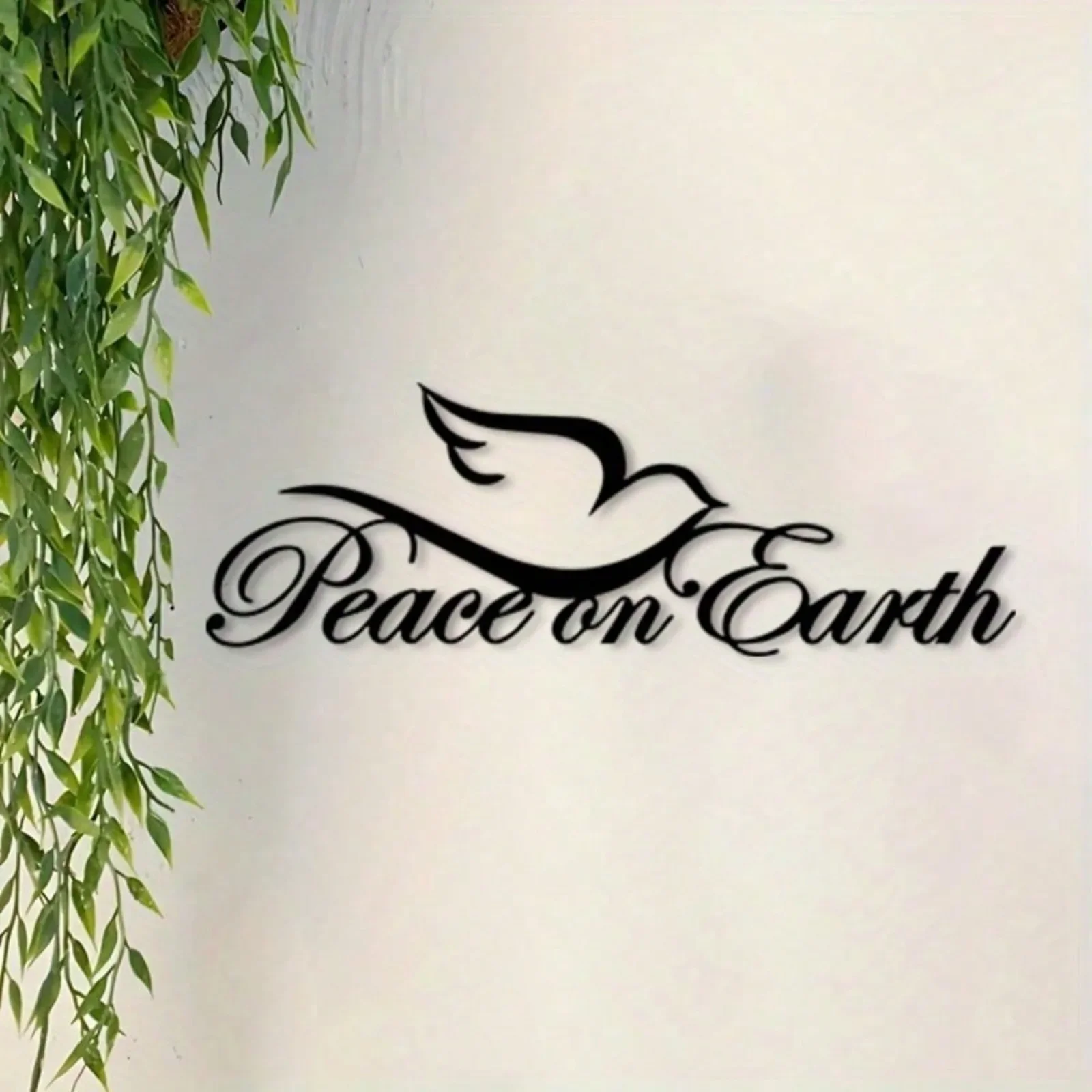 CIFBUY Iron Art Wall Sign Metal Peace On Earth Rustic Rustproof Decor Feather Detail Classic Home Hanging Art Gift Wall Art
