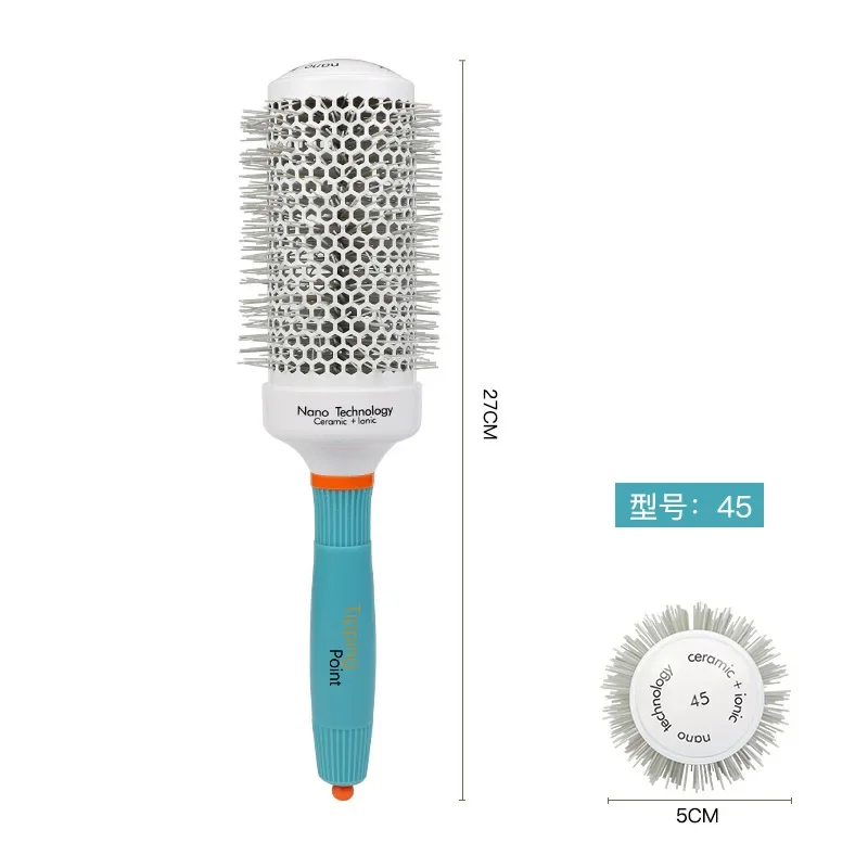 Peine de tubo de aluminio azul para cabello rizado, 1 cilindro de piezas, cepillo de masaje para peluquería, herramienta de peluquería