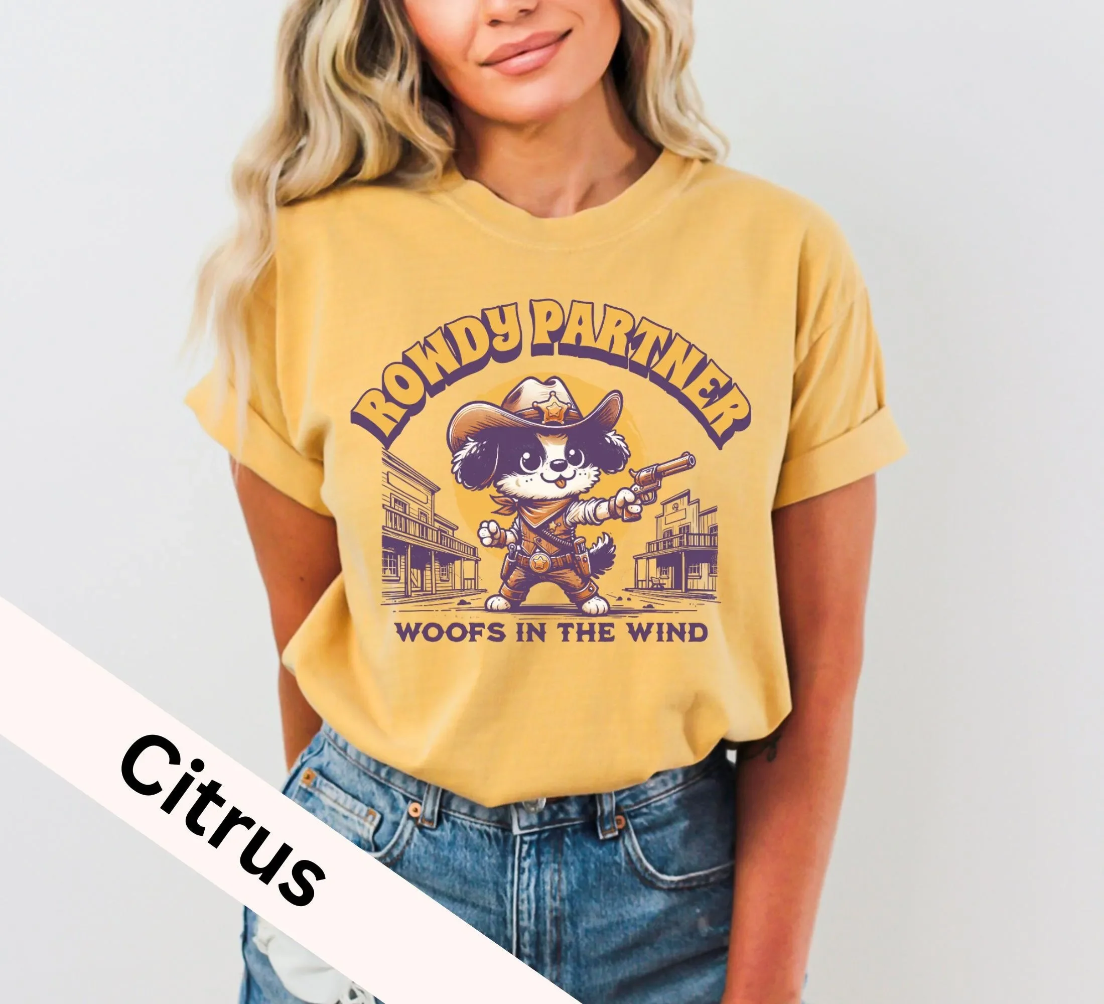Rowdy Partner Cowboy Dog T Shirt Vintage And Tank Funny For Her Lover