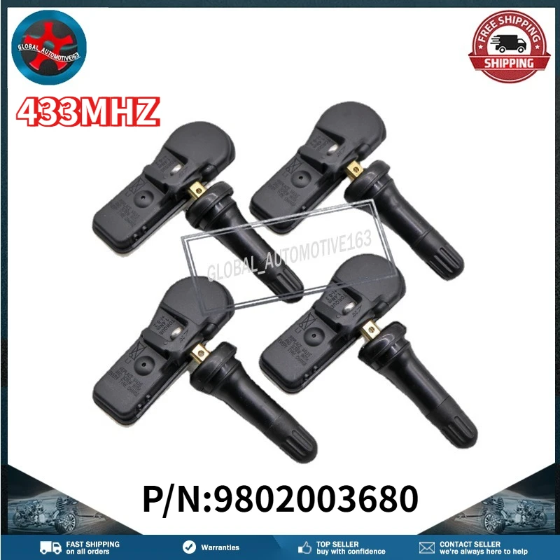

9802003680 Датчик давления в шинах TPMS 433 МГц для Citroen Berlingo Multispace C4 C4 Cactus C5 C-Elysee 9811536380