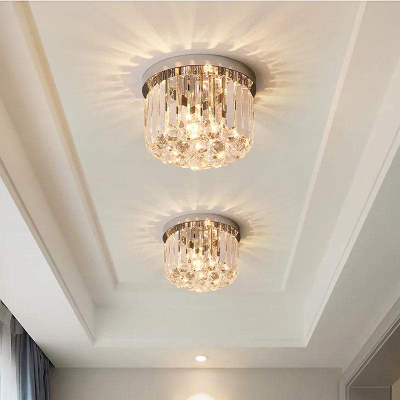 Modern Crystal Ceiling Lamp Exposed Corridor Balcony Home Decorative Ceiling Lights for Living Room