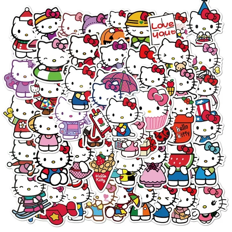 

50Pcs Kawaii Hello Kitty Kuromi Hello Kitty Stickers for Kids Girl Scrapbooking DIY Stationery Diary Funny Sanrio Sticker Decals