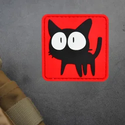 Parche PVC gato negro – Insignia moral táctica con gancho y bucle