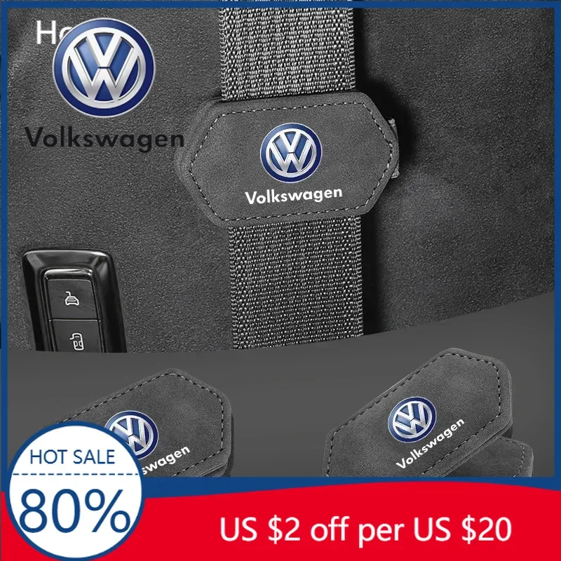 

2026 Hot Emblems Cars 2025 Hot For Volkswagen Buckle Leather Clip Safety Belt Fixed Stopper Convenient Car Accessories For Volks