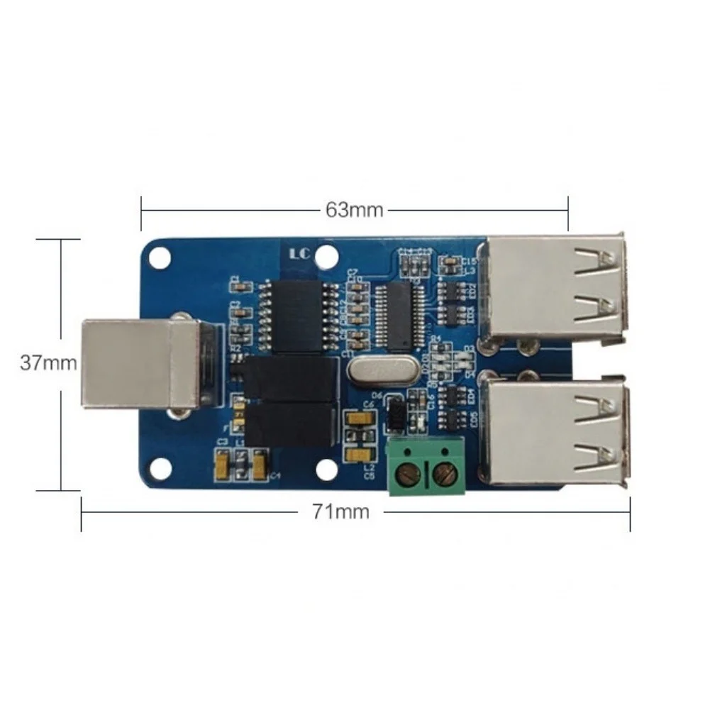 4 Port USB Isolator Module ADUM3160 Chip 2500V Protection Noise Reduction Board Blue PCB For Industrial For Quad USB Hub