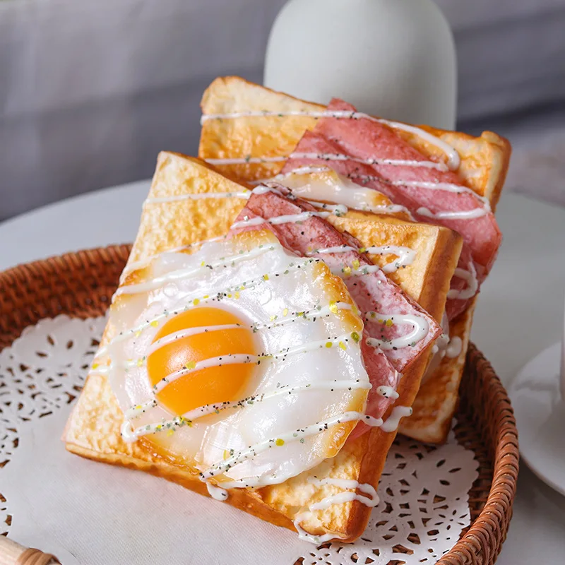 Simulations-Toast-Ei-Brot, Fotorequisite, künstlicher Fake-Kuchen, Lebensmittel, Schaufensterdekoration, Display, Kinder-Intelligenz-Lernspielzeug, Zeichen-Requisite – Detail 1