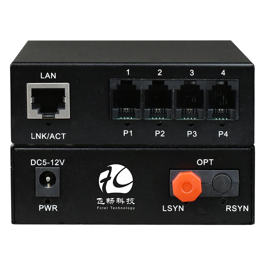 สายโทรศัพท์ Multiplexer อุปกรณ์ไฟเบอร์ออปติก 4 Channel Voice Over Fiber + FE PCM Multiplexer Fxs Fxo Fiber Multiplexer