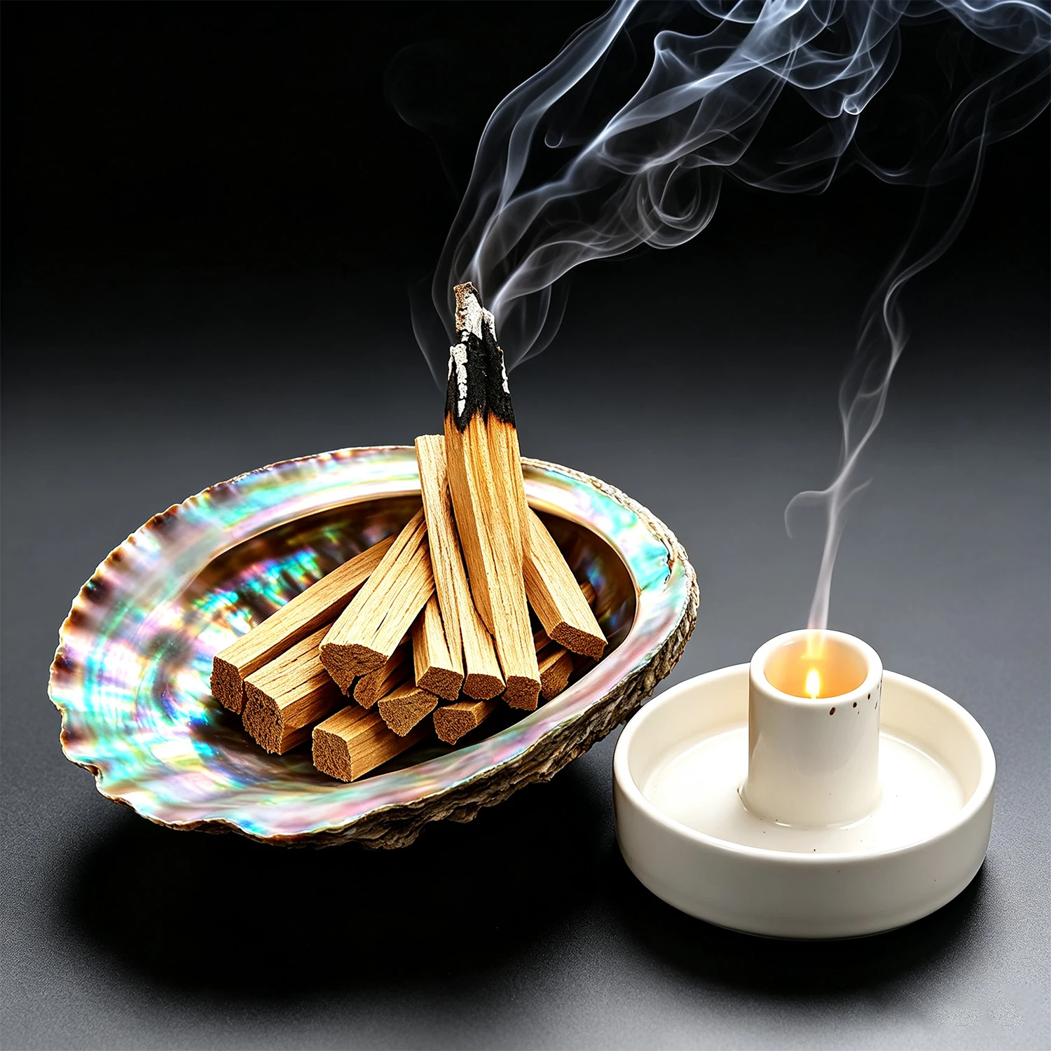 Palo Santo Sticks Set with Ceramic Burner Holder Natural Wood Incense for Home Meditation Purification