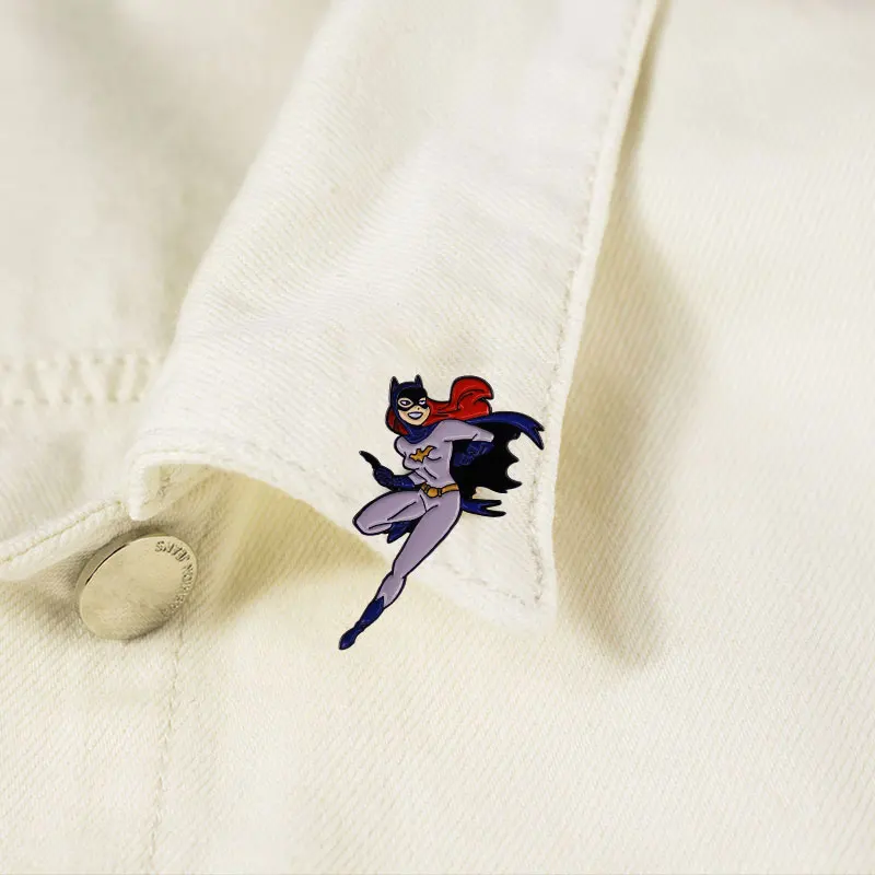 Classic Comic Hero Bat Girl Enamel Pin Brooch Badge Clothes Hat Backpack Decoration Jewelry Birthday Gifts