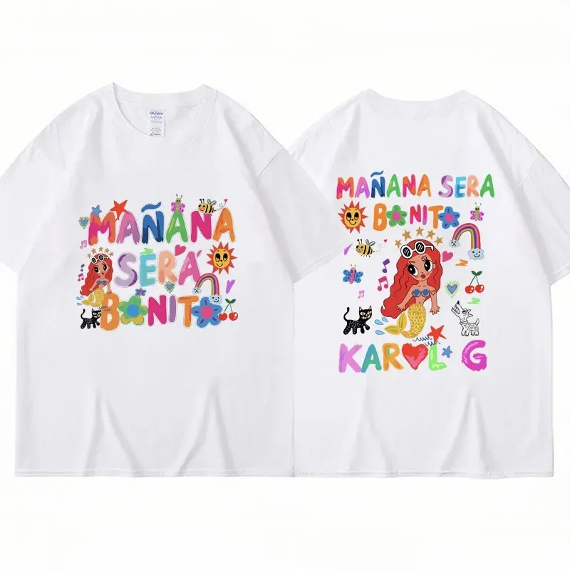 Karol G Manana Sera Bonito para hombre y mujer, camiseta de algodón con estampado de tendencia, camiseta de gran tamaño, camiseta de manga corta, ropa de calle, Top