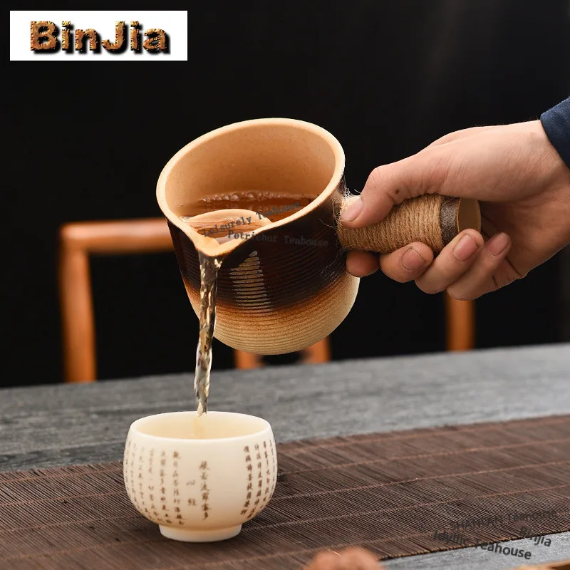 650ml Kiln Fambe Straight Canister Boiling Water Kettle Large Capacity Tea Soaking Pot Yellow Rice Wine Kettle Puer Tea Services