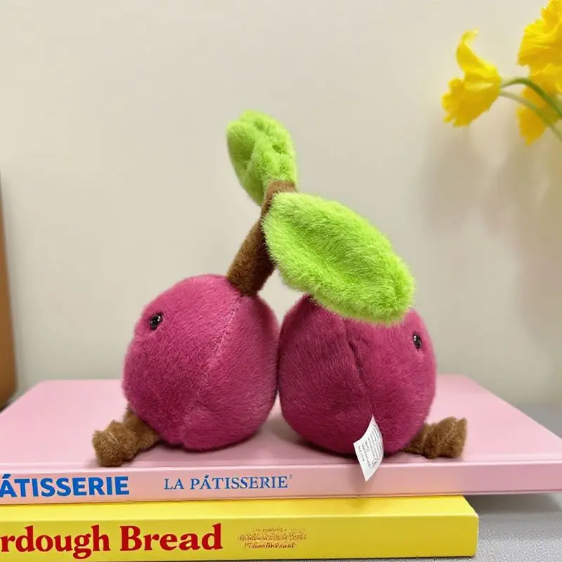 19*22 cm Pluche Kers Speelgoed Kawaii Rood Fruit Gevulde Pluche Cartoon Speelgoed voor Jongens Meisjes Kerst Verjaardagscadeautjes