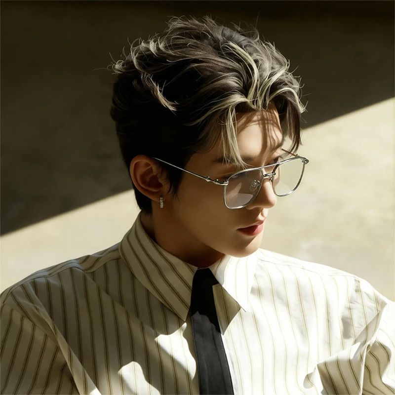 Brand Design Replica Ultralight Pure Titanium Trend Double Beam Eyeglass Exquisite Men Women Double Bridge Glasses Square Frame