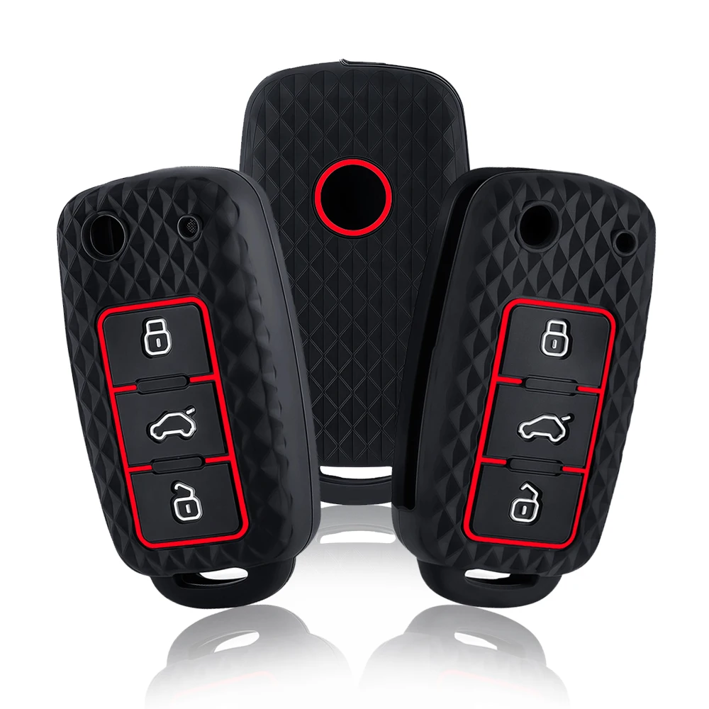 Funda de silicona para llave de coche, carcasa para VW Volkswagen Polo Golf Passat Beetle Tiguan Jetta Seat Leon Altea Skoda Octavia Kodiaq