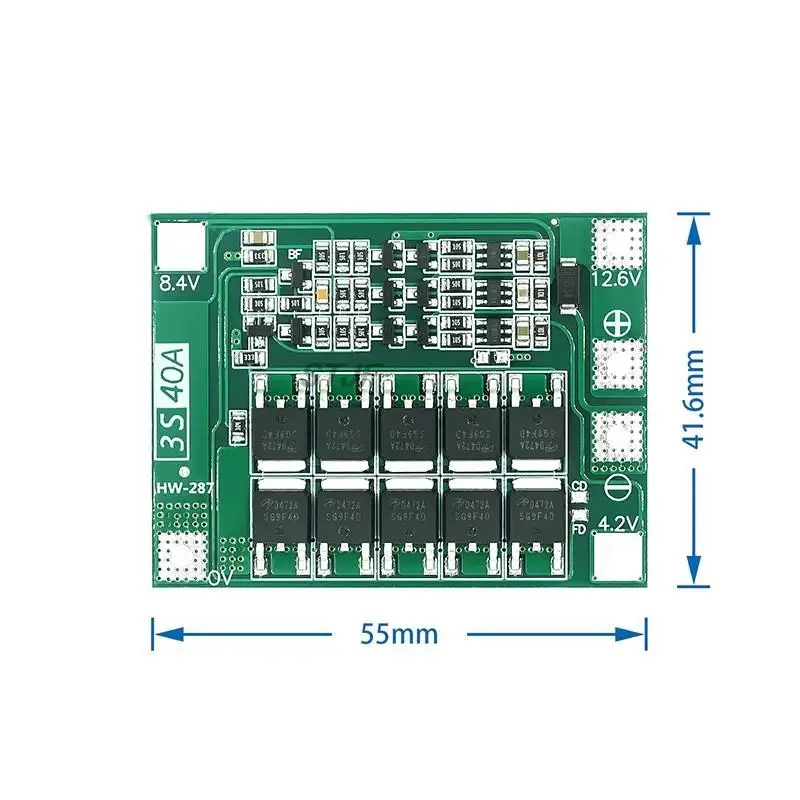 3 String 3S 40A Li-ion BMS PCM Lithium Battery 18650 Charging Protection Board PCB 11.1V 12.6V Enhanced Version No Balance