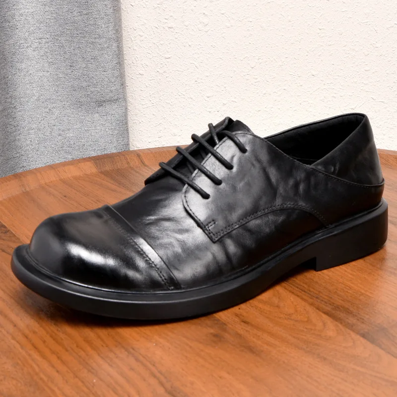 Genuine Leather Mens Dress Shoes Luxury Handmade Quality Comfortable Autumn Fashion Daily Black Color Casual Business Shoes Man