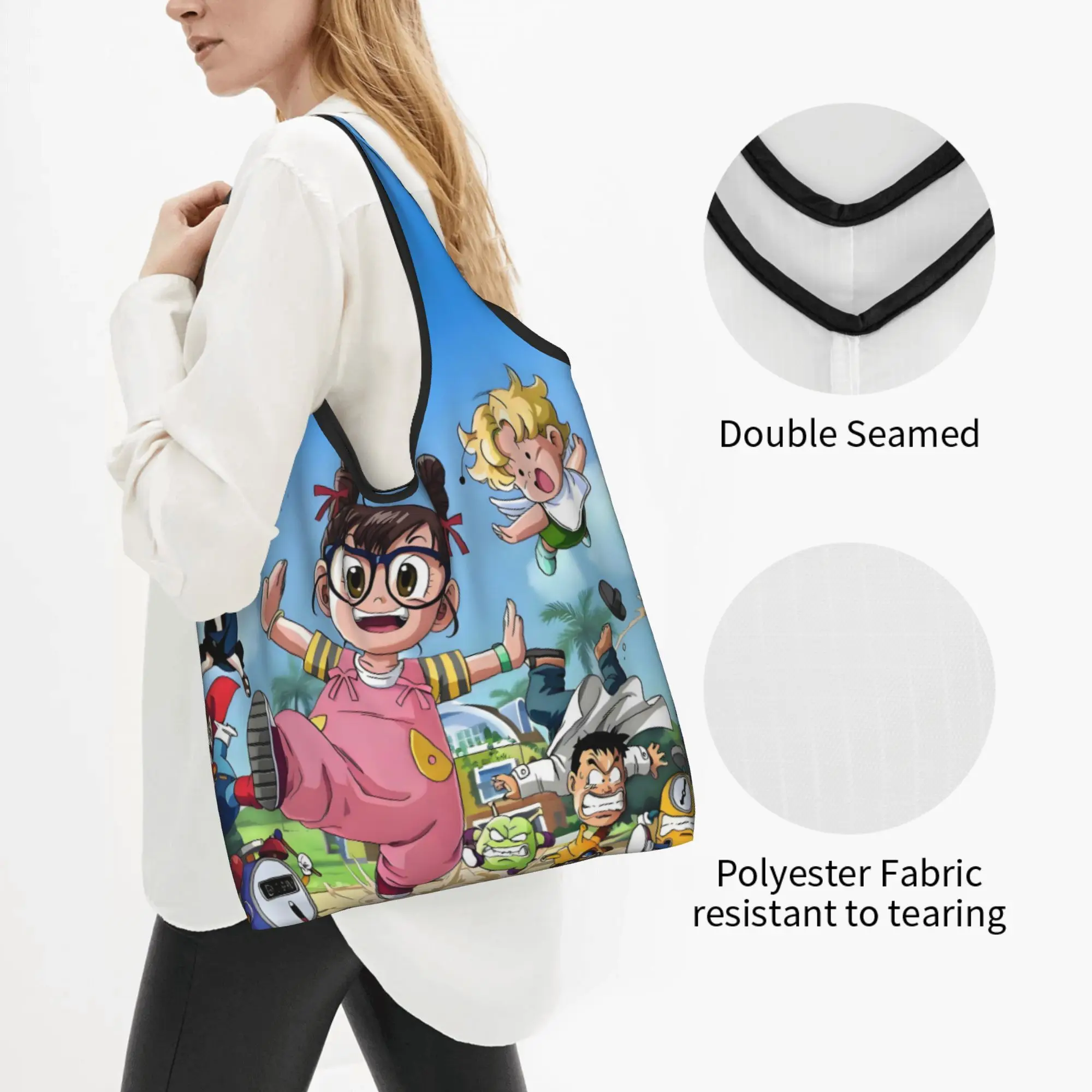 Arale Norimaki Dr Slump  Groceries Shopping Tote Bag Women Cute Anime Cartoon Shoulder Shopper Bag Big Capacity Handbags