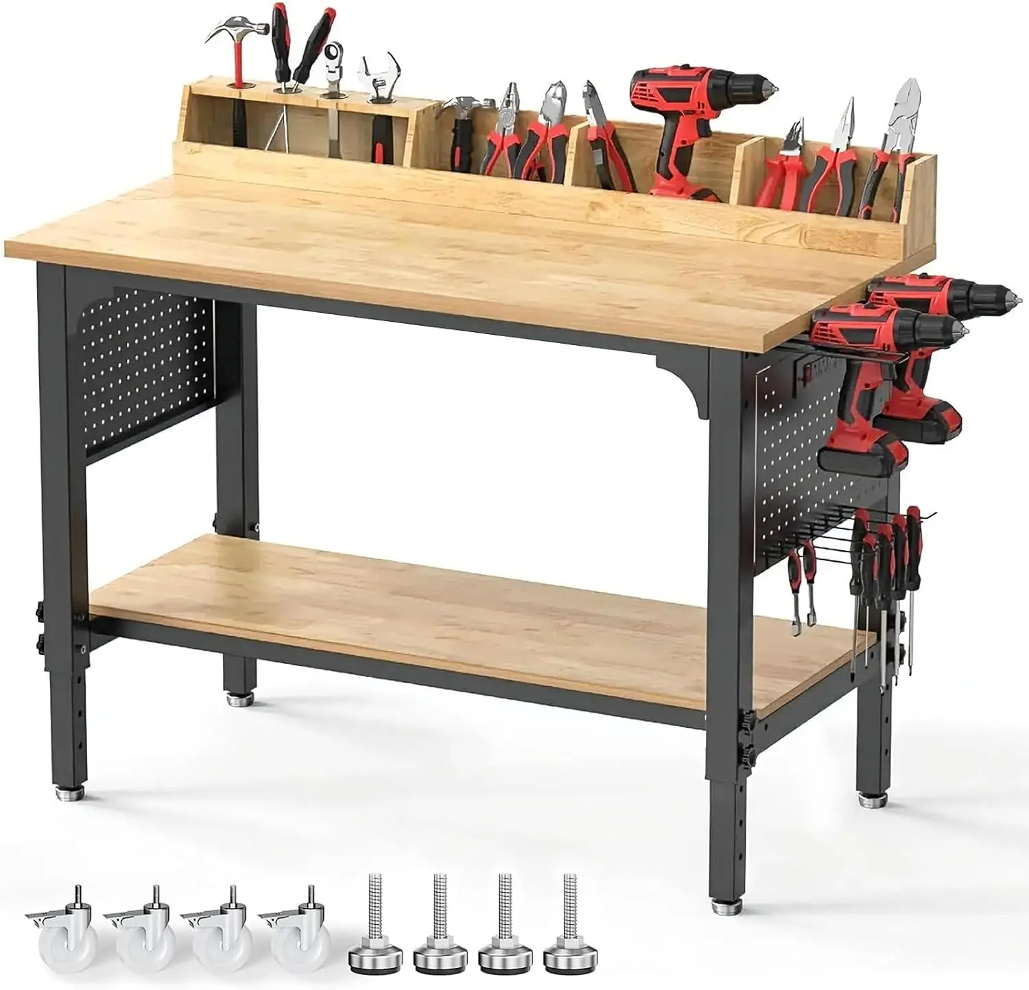 Wheels 2200 LBS Capacity Adjustable 48 Inch Work Bench Height