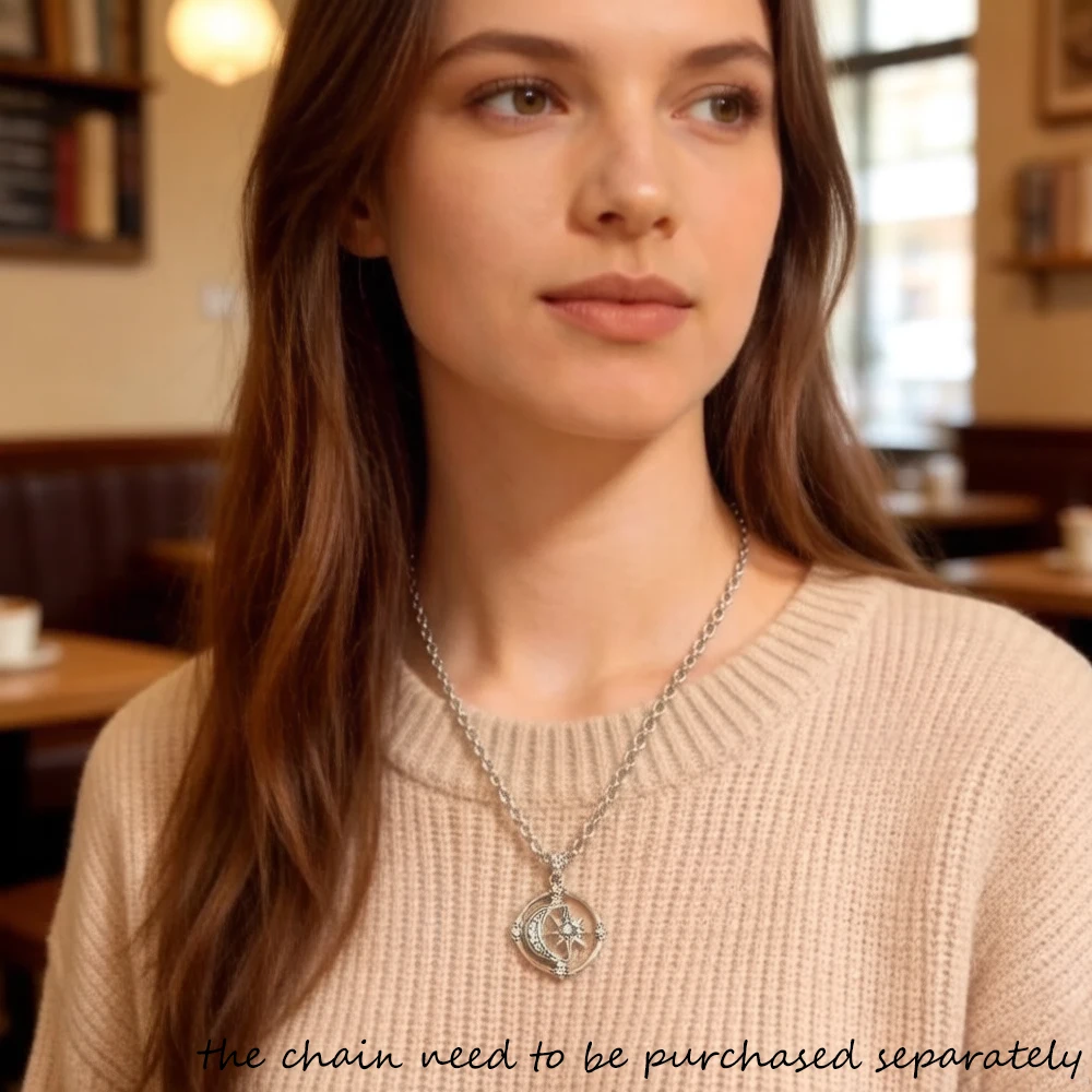Moveable Star And Moon Pendant Brand New Fine Jewelry Accessories 925 Sterling Silver Vintage Gift For Woman