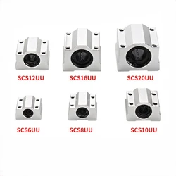 4pcs Linear Motion Ball Bearing Slide Block Bushing SC8UU SCS8UU SC10UU SCS12UU SCS16UU SC20UU Linear Shaft CNC 3D Printer Parts