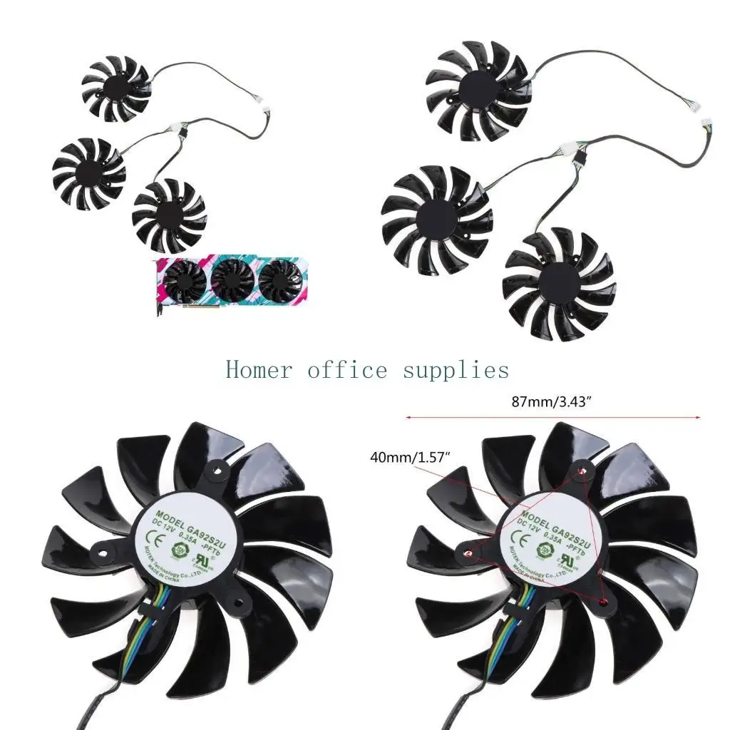 

K43B 3Pcs 87MM GA92S2U DC12V 4Pin Graphics Card Cooler Fan for ZOTAC GeForce 3060TI 3070 3080 3090 X-GAMING OC Video Card