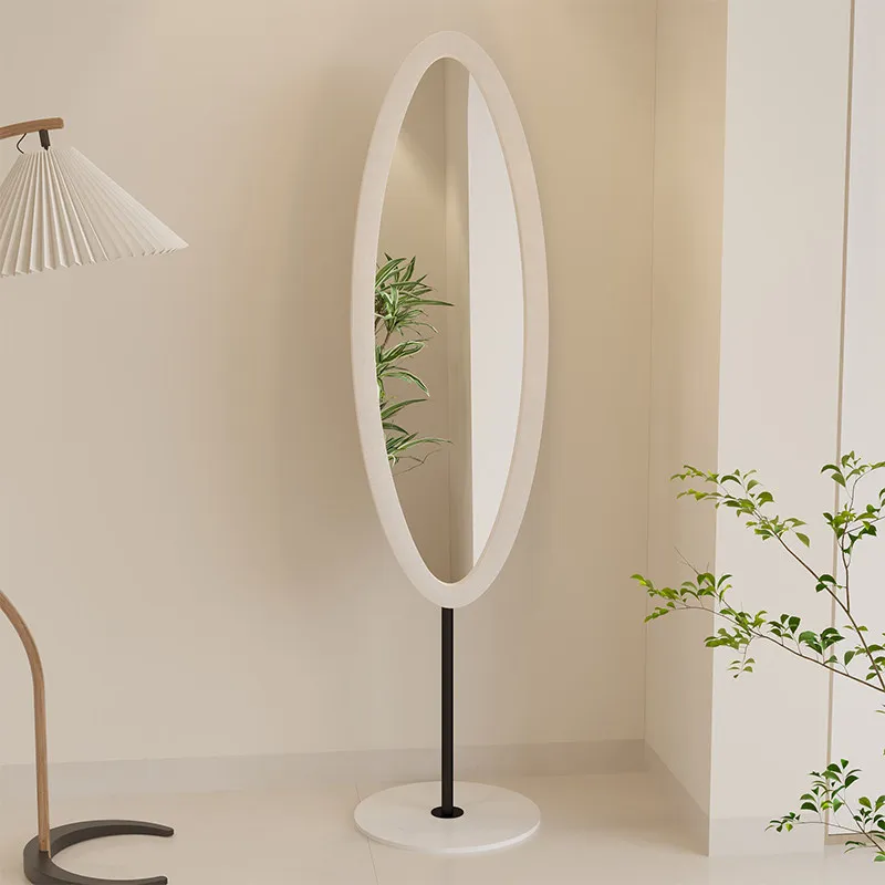 Oval Floor Mirror Moving Modern Full Body Standing Girls Bedroom Bathroom Luxury Mirror Long Espelhos Living Room Decorations