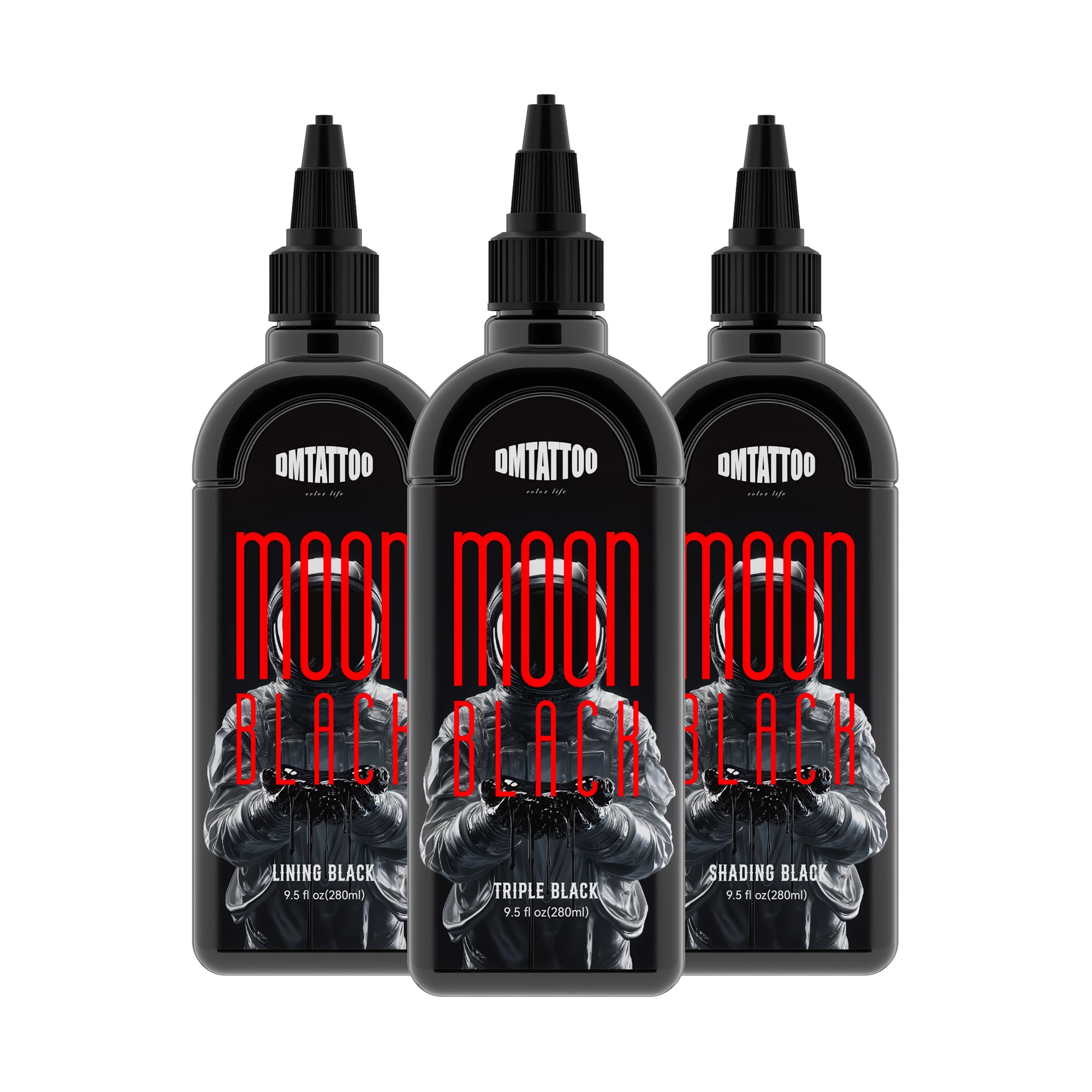 280ML Triple Black Tattoo Ink Pigment Bottle Professional Tattoo Black Consumable Dye Body Art Pigment Supplies Semi-Permanent