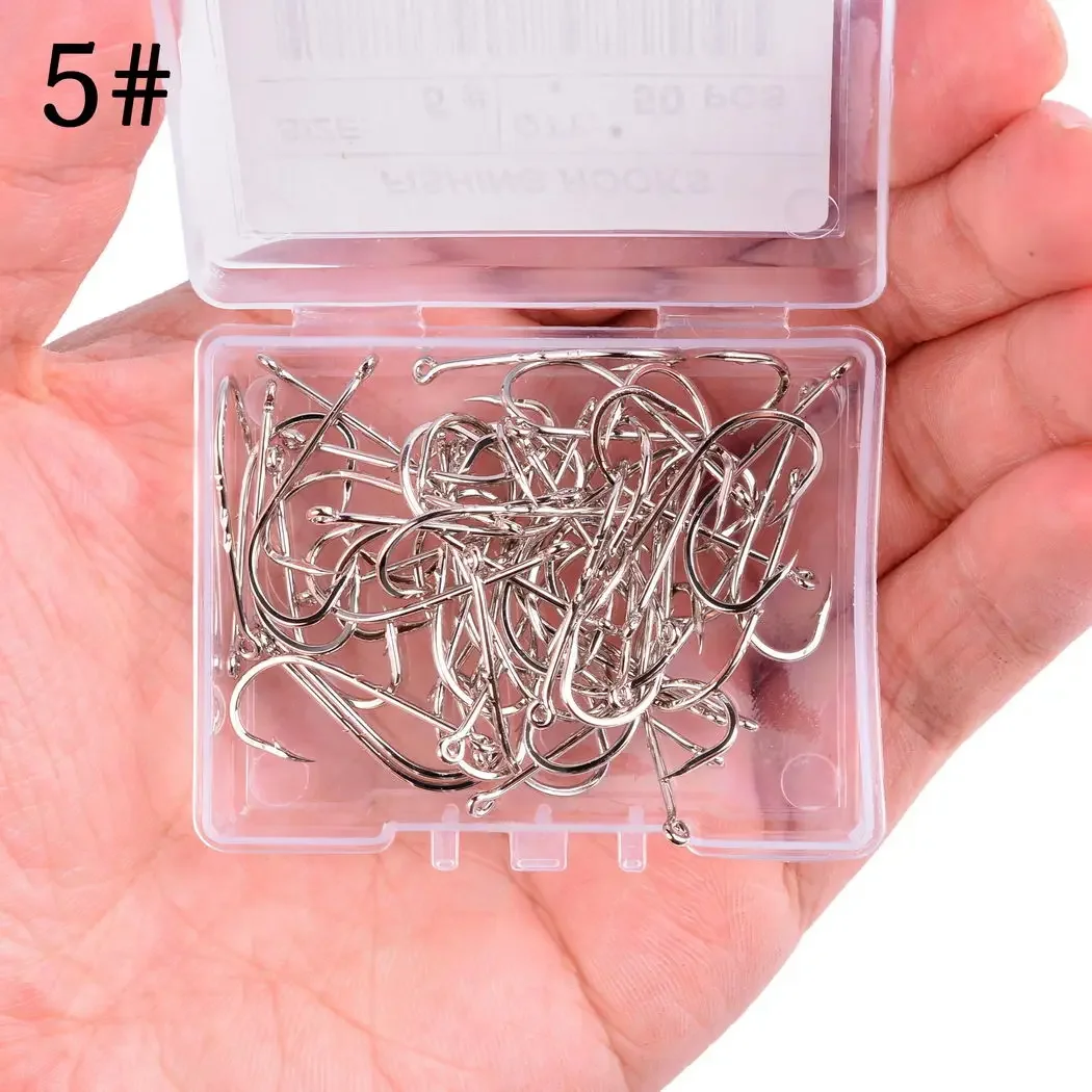 50pcs/ Box Long Shank Fishing Hook 1#-12# Fish Hooks High Carbon Steel Sharp Barbed Offset Narrow Bait Hook Carp Fishhook