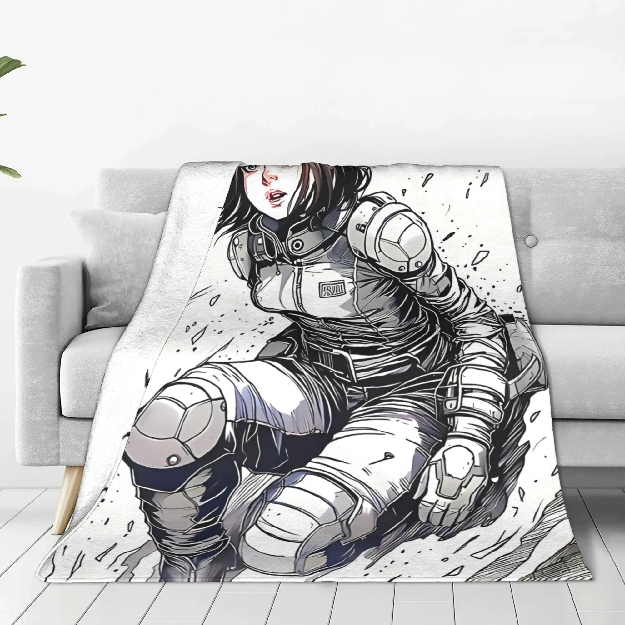 1PC Embrace The Future Battle Angel Alita Home Room Decorations Winter Blankets For Adults Bedding Home Interior Sofa Knee