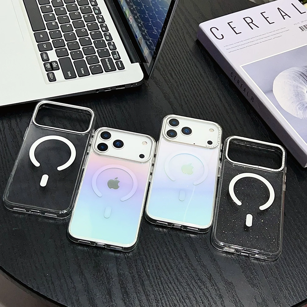 

For iPhone 17 Air Pro Max Case Shatterproof Drop-Resistant Magsafe Diamond Nanbo High-Aluminum Double Strengthened Glass Cover