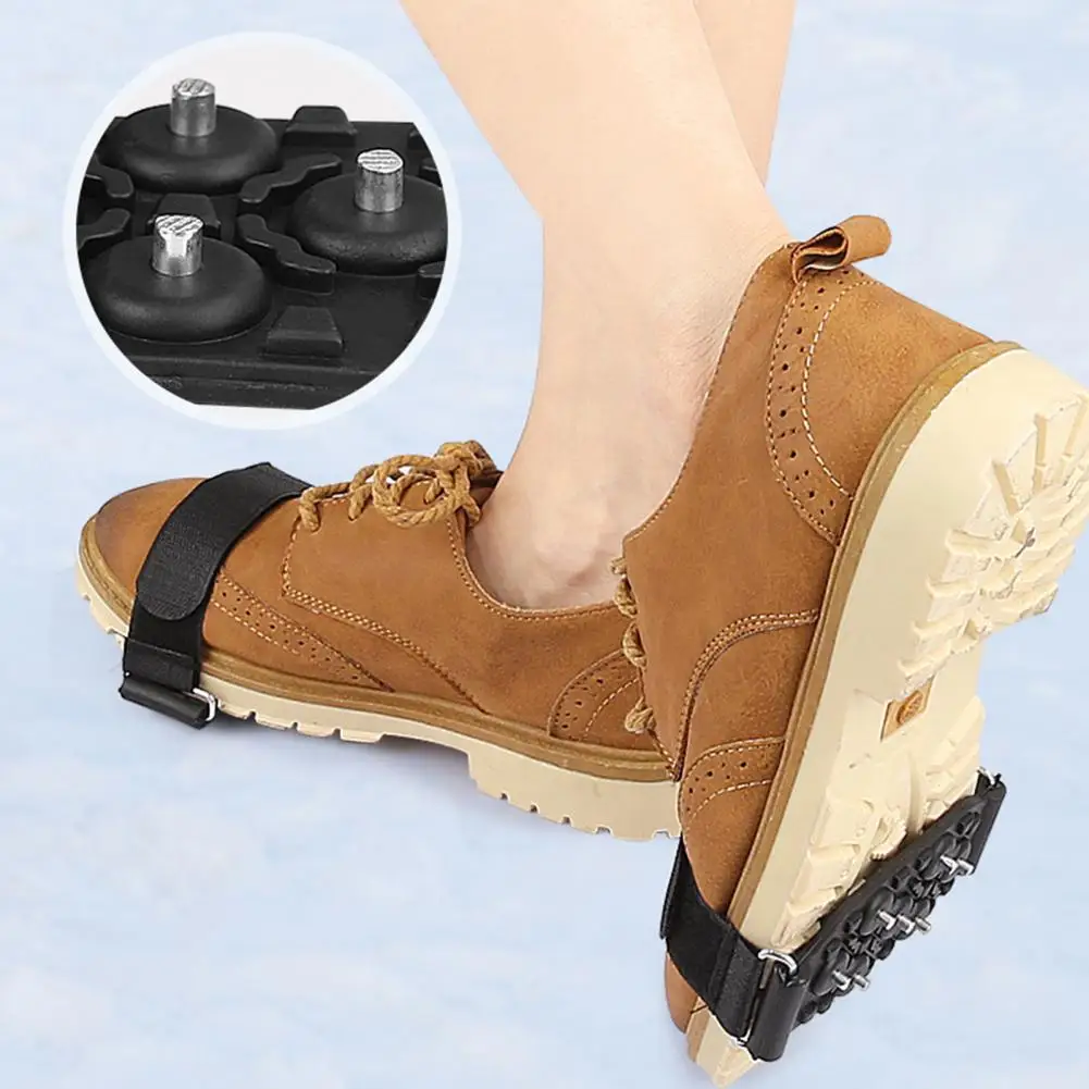 1 par de grampos de gelo 7 pontas fita fixadora ajustável antiderrapante inverno escalada caminhadas sapatos botas apertos de neve gelo crampons pinça