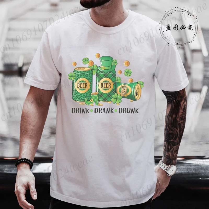 St Patrick's Day T-Shirt, Drink Drank Drunk, Funny Irish Tee, Graphic T-Shirt, Drinking Shirt, Green Beer Tee for Women Men Gift
