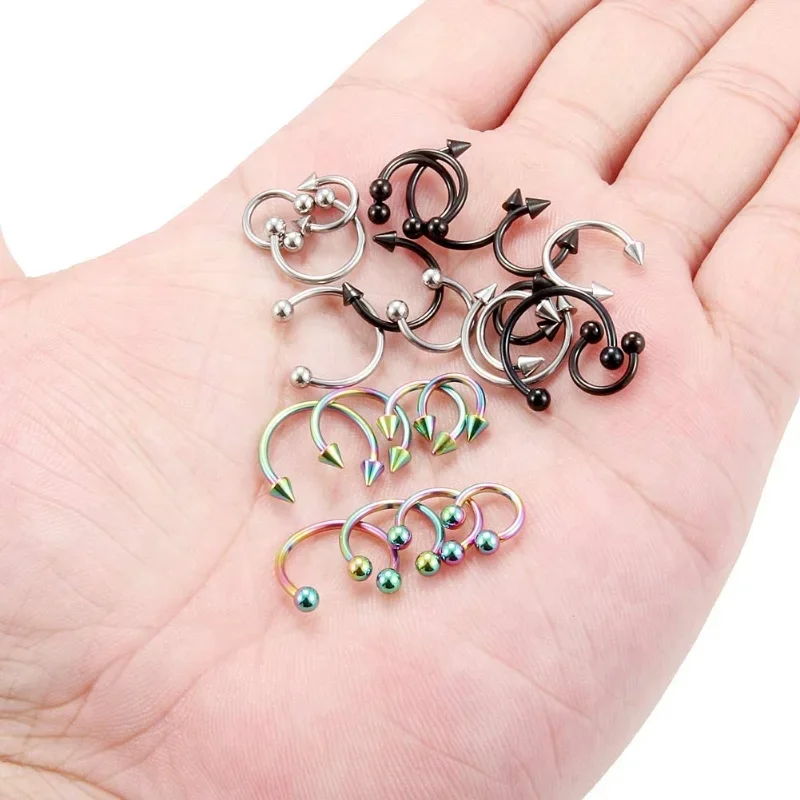 Punk C Shape Steel Nose Ring Horseshoe Lip Ring puncture Hook Clip Earrings Septum No Allergic Body Piercing Jewelry Nose Rings