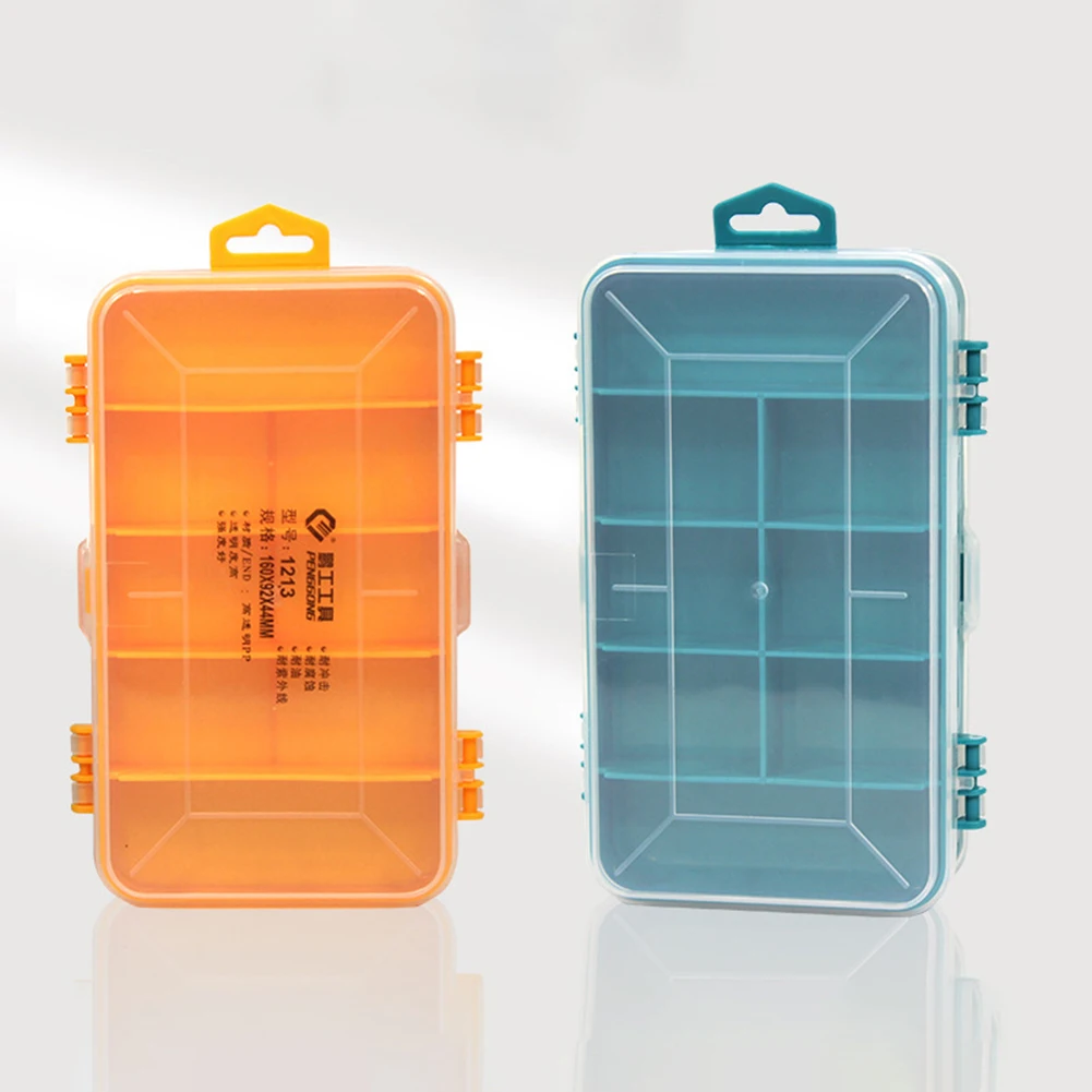 

Double-Side Hardware Organizer Box Transparent Plastic Tool Organizer Compartment Rectangle Box Case for Screws Nuts Nails Bolts