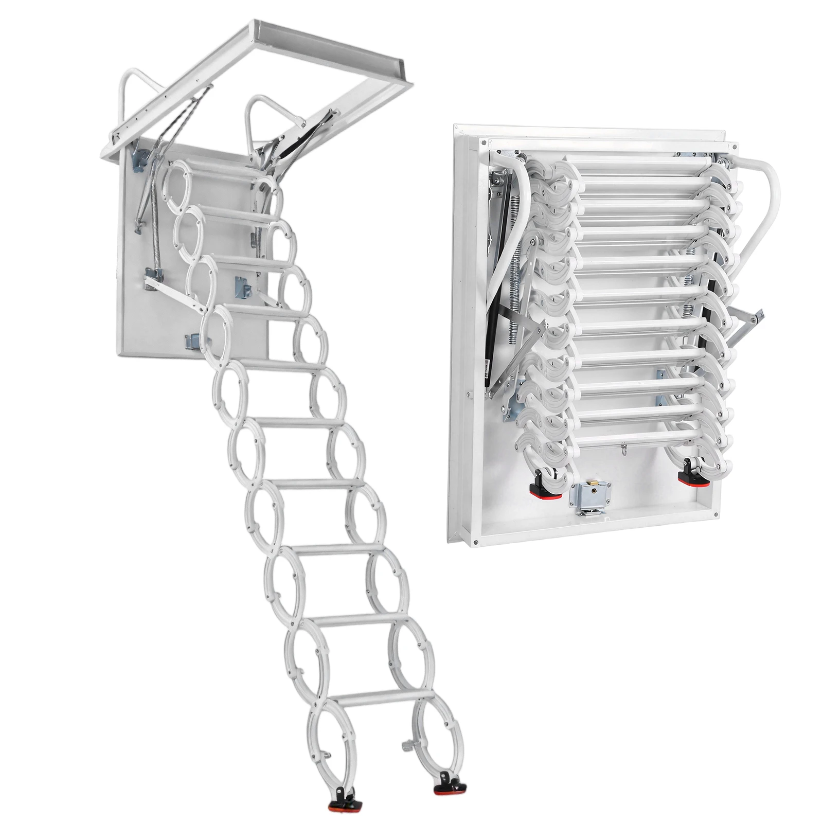 

Retractable Attic Ladder Ceiling Pull Down System Heavy Duty 660LBS Capacity Telescopic Loft Stairs for Basement