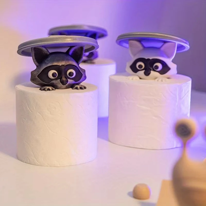 Cute Animal Toilet Paper Holder Playful Bathroom Decor With Trash Can Lid Cover Unique Gift Idea Funny Home Accessory