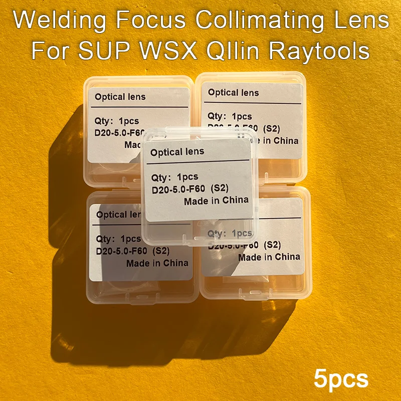 5 Stück, Shendao, S2 D20 4.5 F150 D20 3.0 F150 D16 5.0F60 D20 5.0F60 Schweißfokus-Kollimationslinse für SUP WSX QIlin Raytools – Detail 1