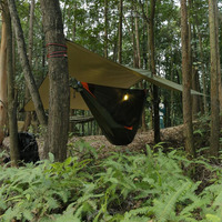 2 Person Beach Hammock Double Hanging Hammock Outdoor with Fly Sheet Mosquito Net