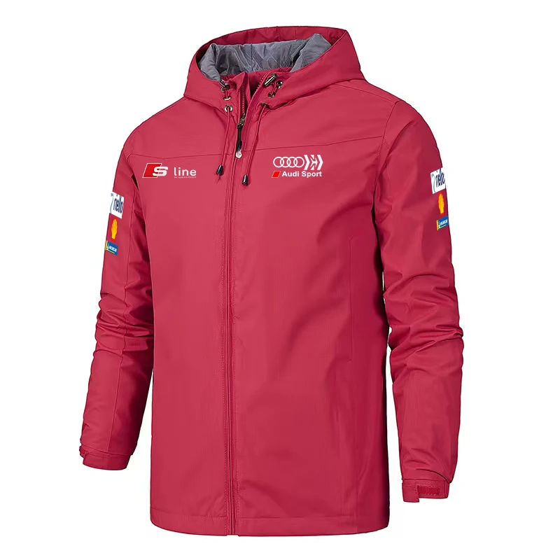 Men's Sport-Style Waterproof Breathable Jacket with Audi Logo