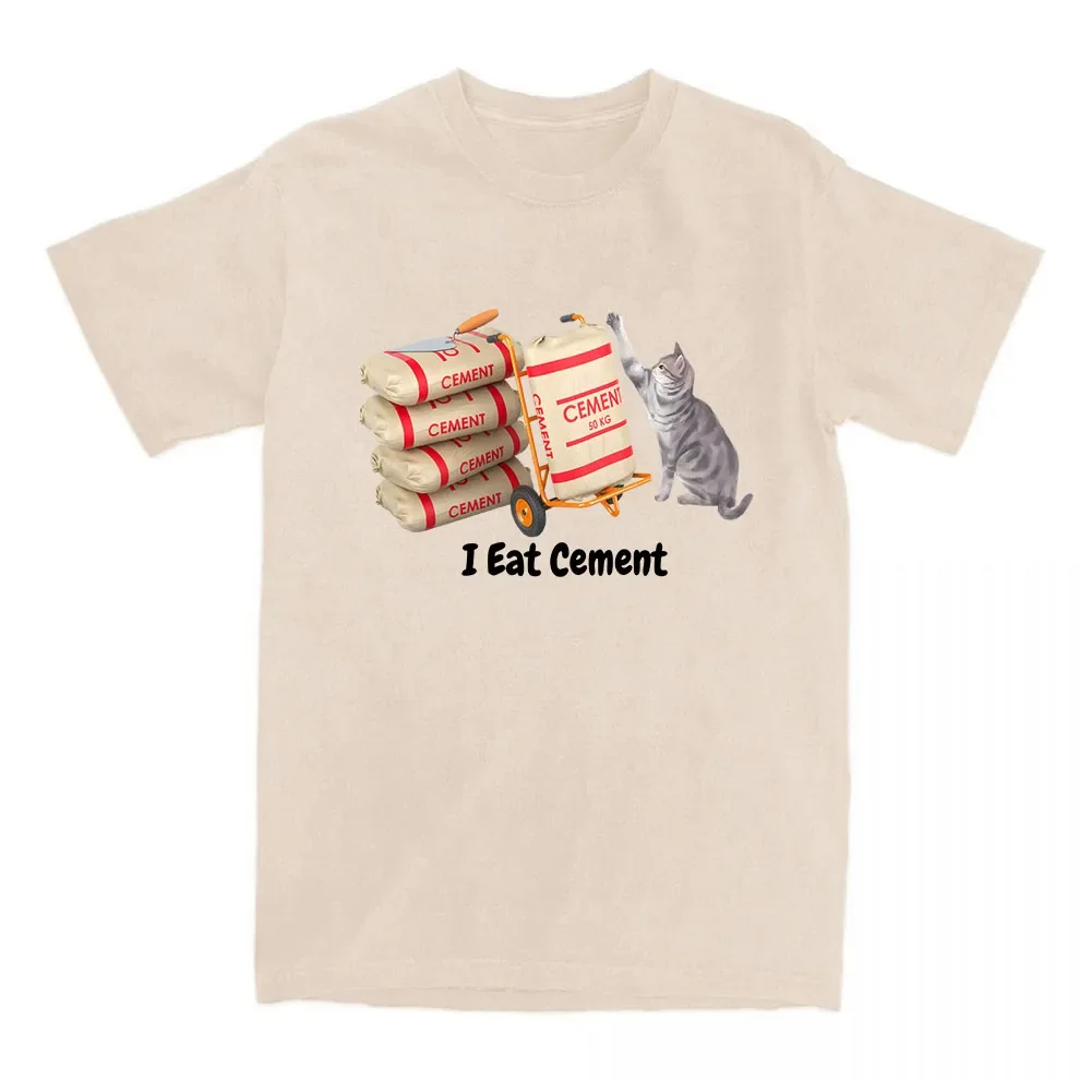 만화 고양이 그래픽 티셔츠 나는 시멘트를 먹는다 레터 프린팅 티셔츠 반팔 캐주얼 여성 티셔츠 유니섹스 스트리트웨어 티