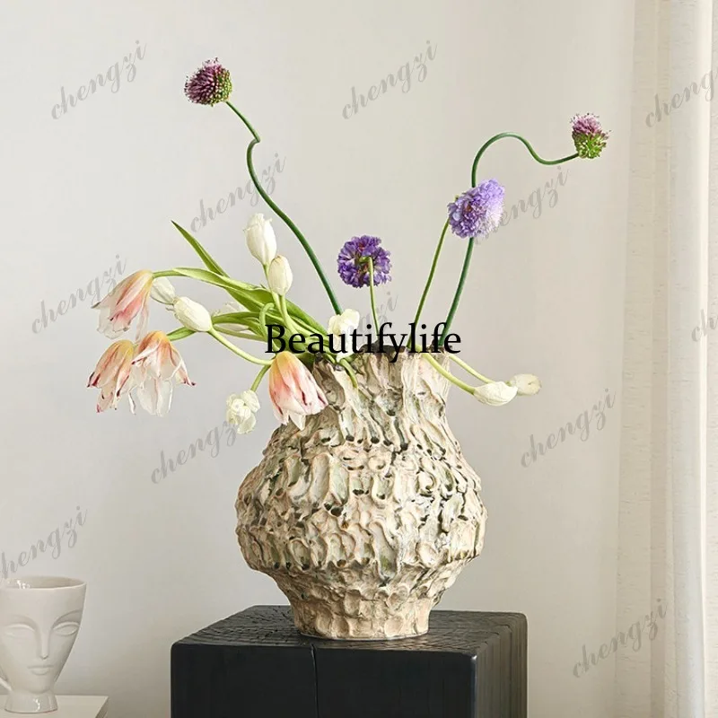 Ceramic handmade wabi-sabi wind art hydroponic vase, B & B restaurant ornament