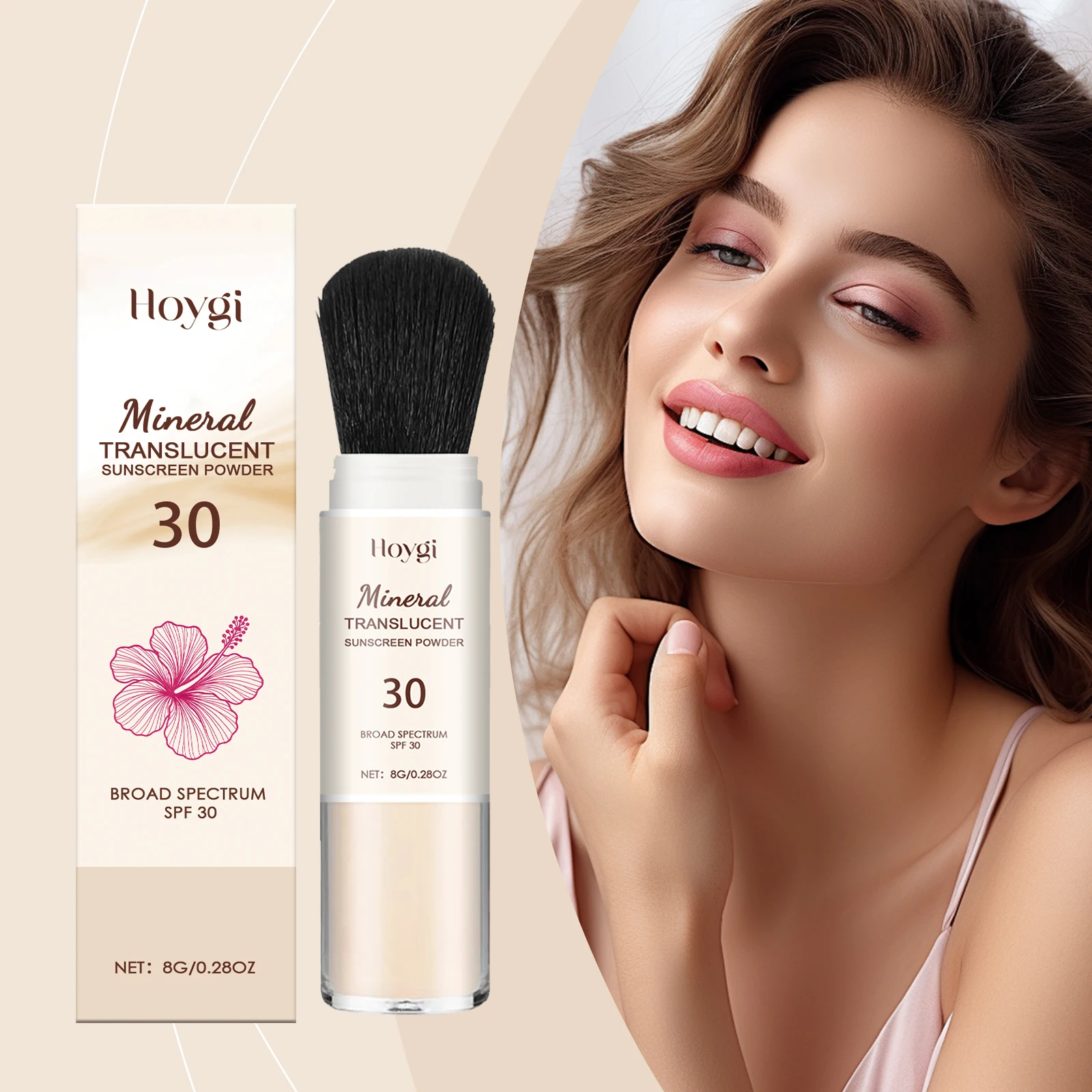 SPF30 Translucent Mineral Sunscreen Powder With Brush Oil Control Portable Face Setting Makeup Powder