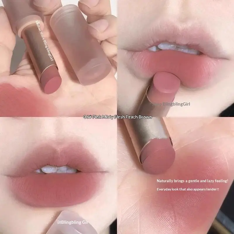 1Pc Soft Mist Lip Glaze Lip Gloss Velvet Matte Lipstick Long Lasting Not Fade Or Stain Cup Moisturizing Makeup Lip Serum Makeup