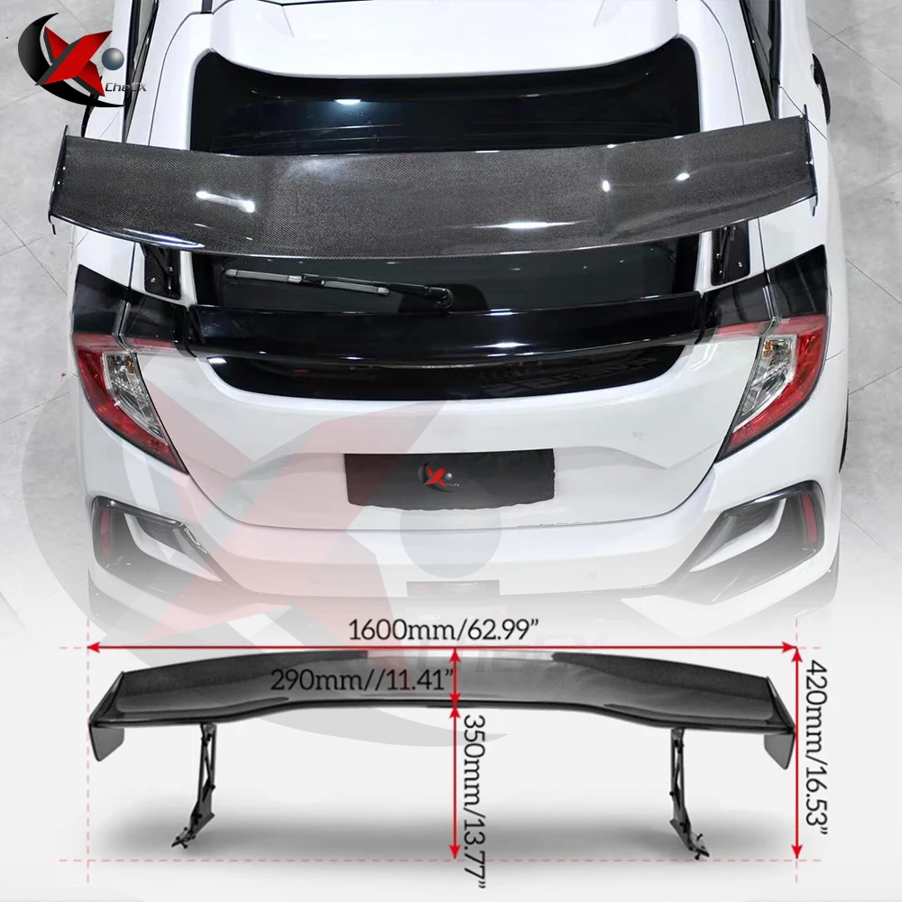 For Honda Civic FK4 FK7 FK8 TypR 5 Door Hatchback 2016-2021 High Quality Real Carbon Fiber Car Rear Wing Trunk Lip Spoiler