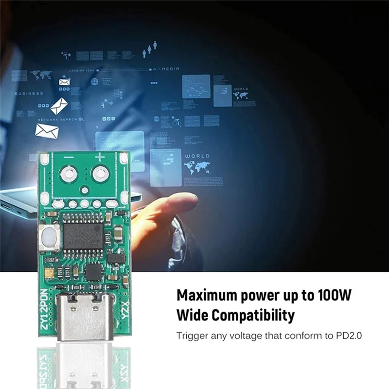 2 Pcs ZY12PDN USB-C PD2.0/3.0 to DC Converter Power Supply Module Decoy Fast Charge Trigger Poll Polling Detector Tester