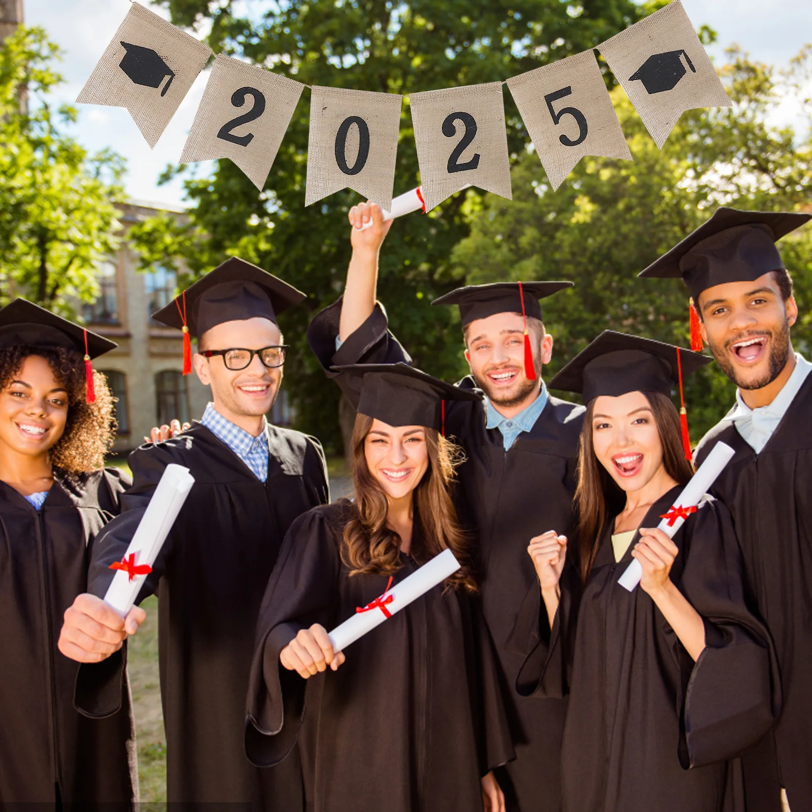 

Class Of 2025 Graduation Banner Burlap Reusable Party Decor Porch Fireplace Photo Booth Indoor Outdoor Use Graduation Season